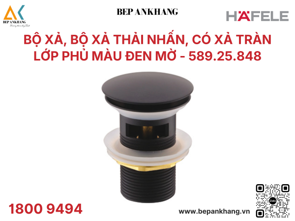 Bộ xả thải nhấn, có xả tràn Lớp phủ màu đen mờ - 589.25.848